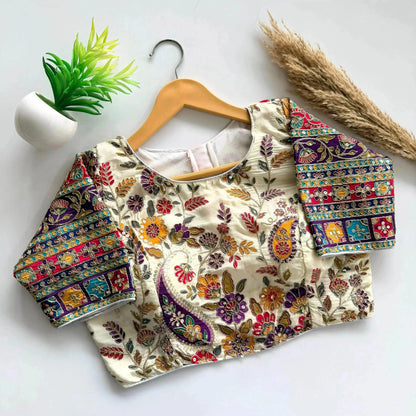 Beautiful Flower Print Embroidery Blouse - RPD Fashion