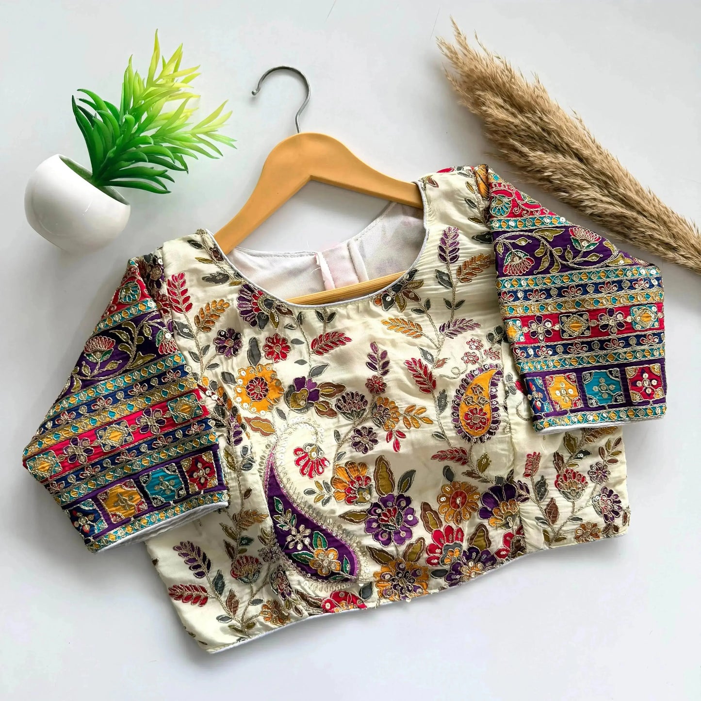 beautiful flower print embroidery blouse - rpd fashion