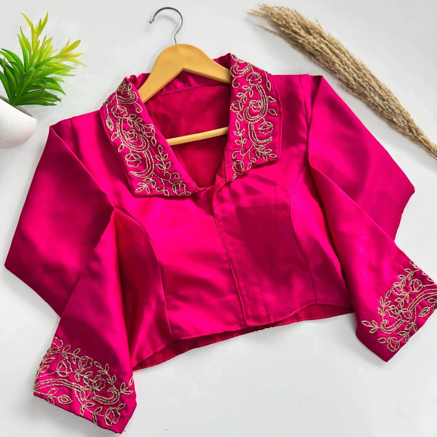 beautiful handwork all over sleeve and collar blouse - rpd fashion