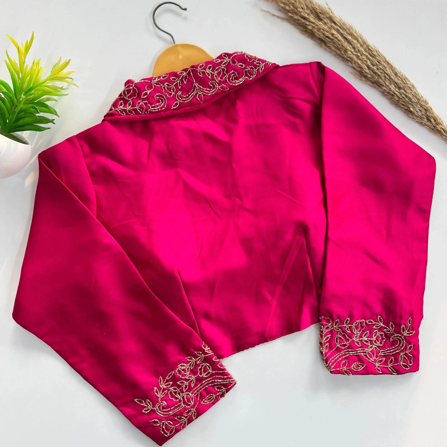 beautiful handwork all over sleeve and collar blouse - rpd fashion
