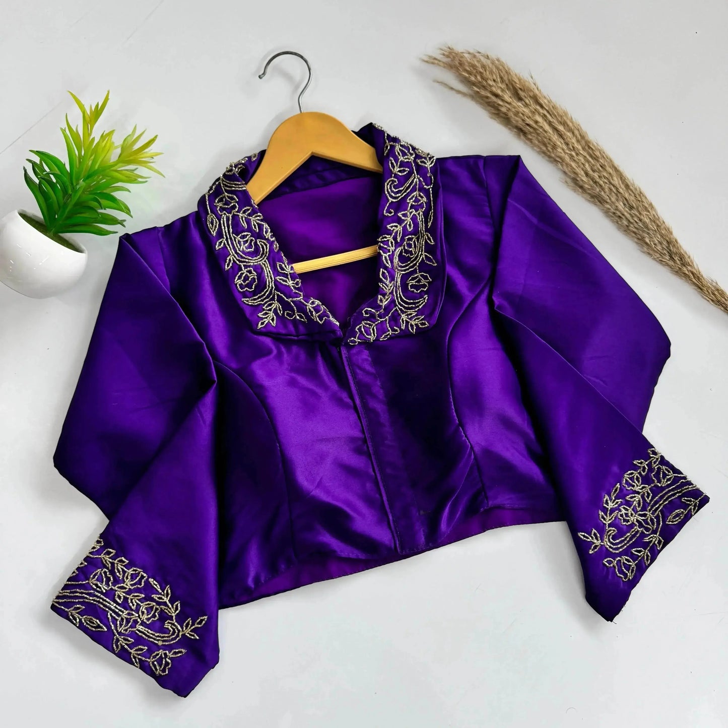 beautiful handwork all over sleeve and collar blouse - rpd fashion