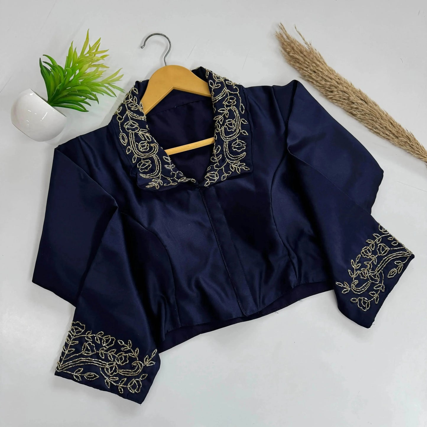 beautiful handwork all over sleeve and collar blouse - rpd fashion