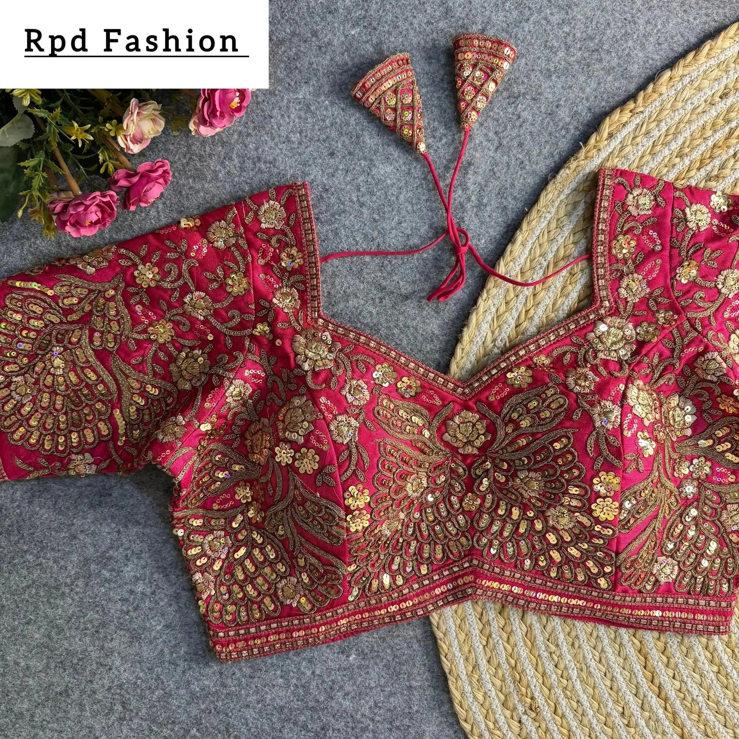 beautiful heavy codding and sequence work bridal blouse - rpd fashion