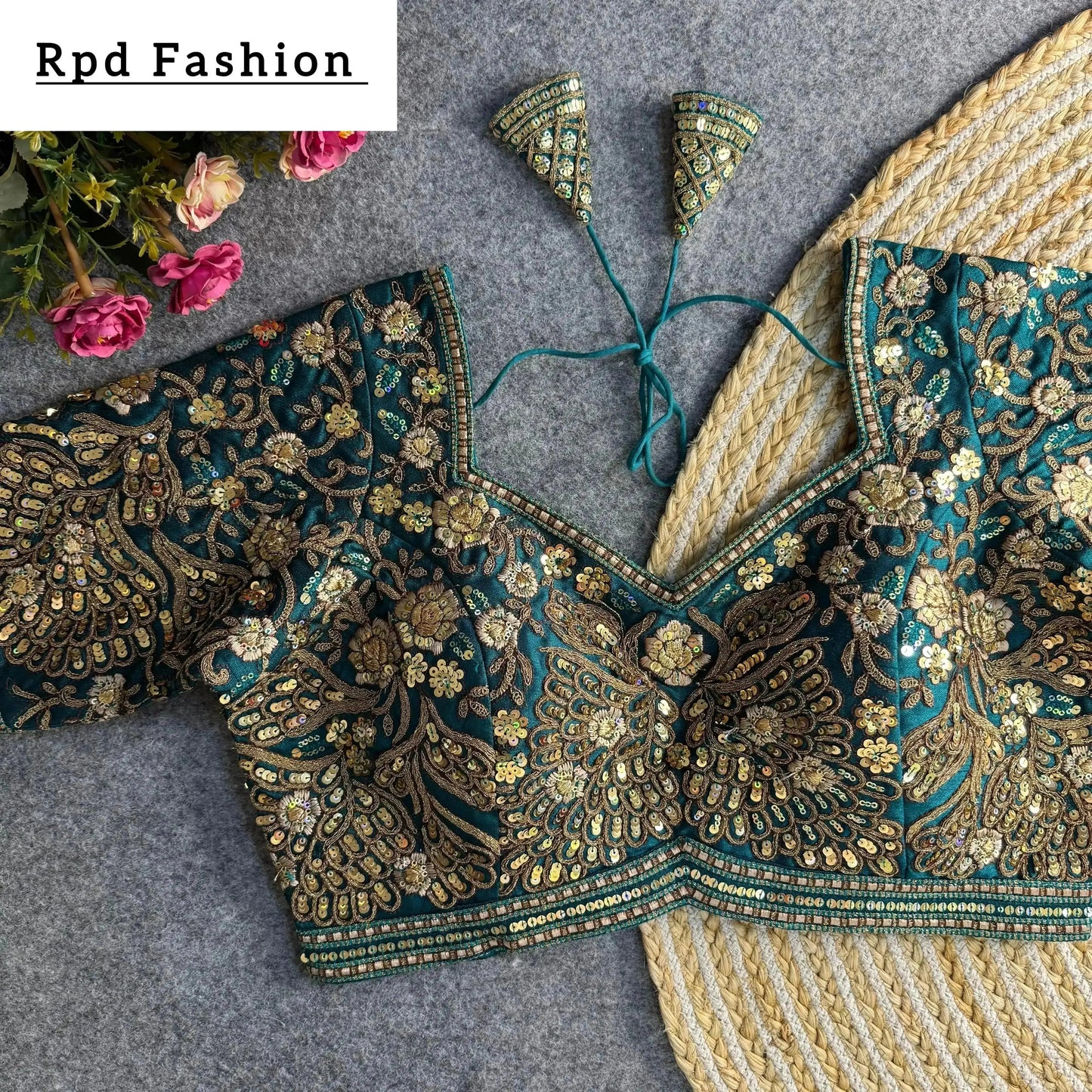 beautiful heavy codding and sequence work bridal blouse - rpd fashion