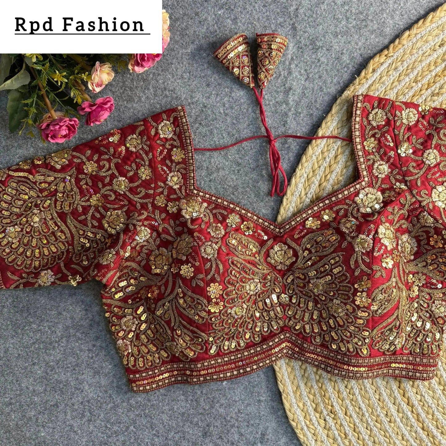 beautiful heavy codding and sequence work bridal blouse - rpd fashion