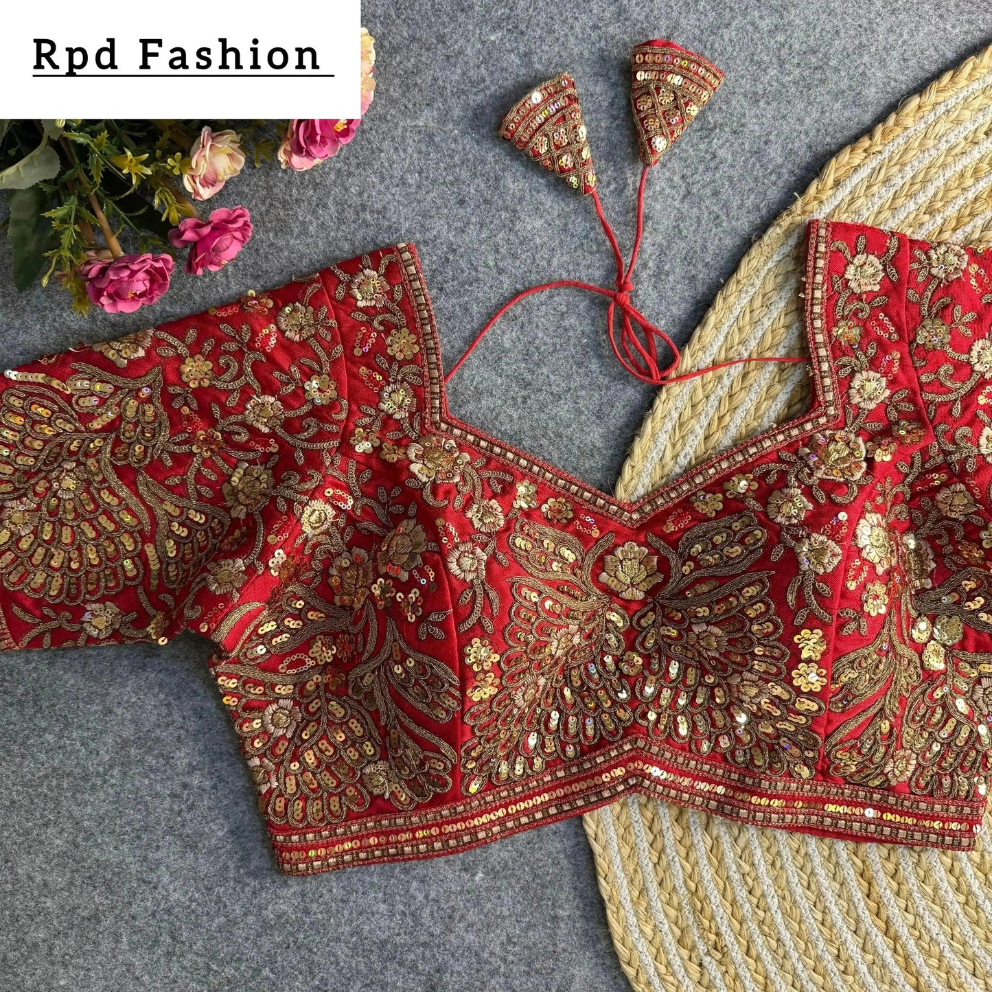 beautiful heavy codding and sequence work bridal blouse - rpd fashion