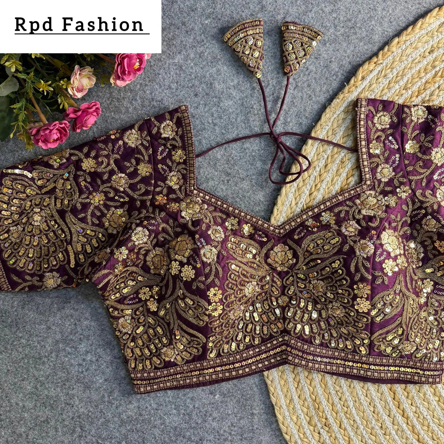 beautiful heavy codding and sequence work bridal blouse - rpd fashion