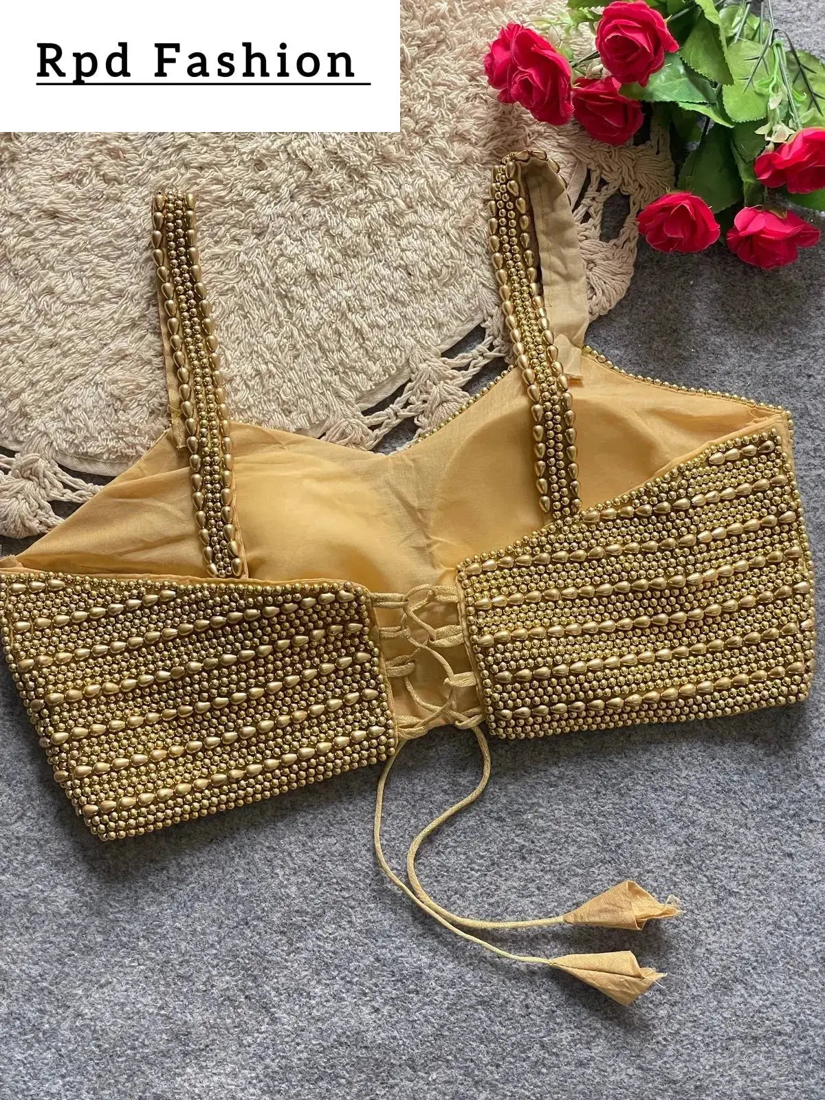 beautiful pearl moti spaghetti blouse - elegant silk design - rpd fashion