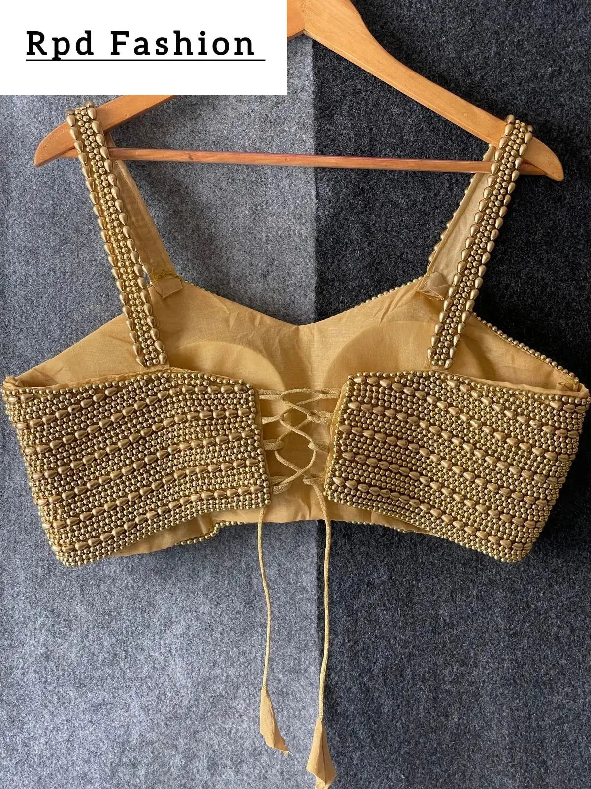 Beautiful Pearl Moti Spaghetti Blouse - Elegant Silk Design - RPD Fashion