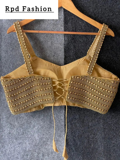 Beautiful Pearl Moti Spaghetti Blouse - Elegant Silk Design - RPD Fashion