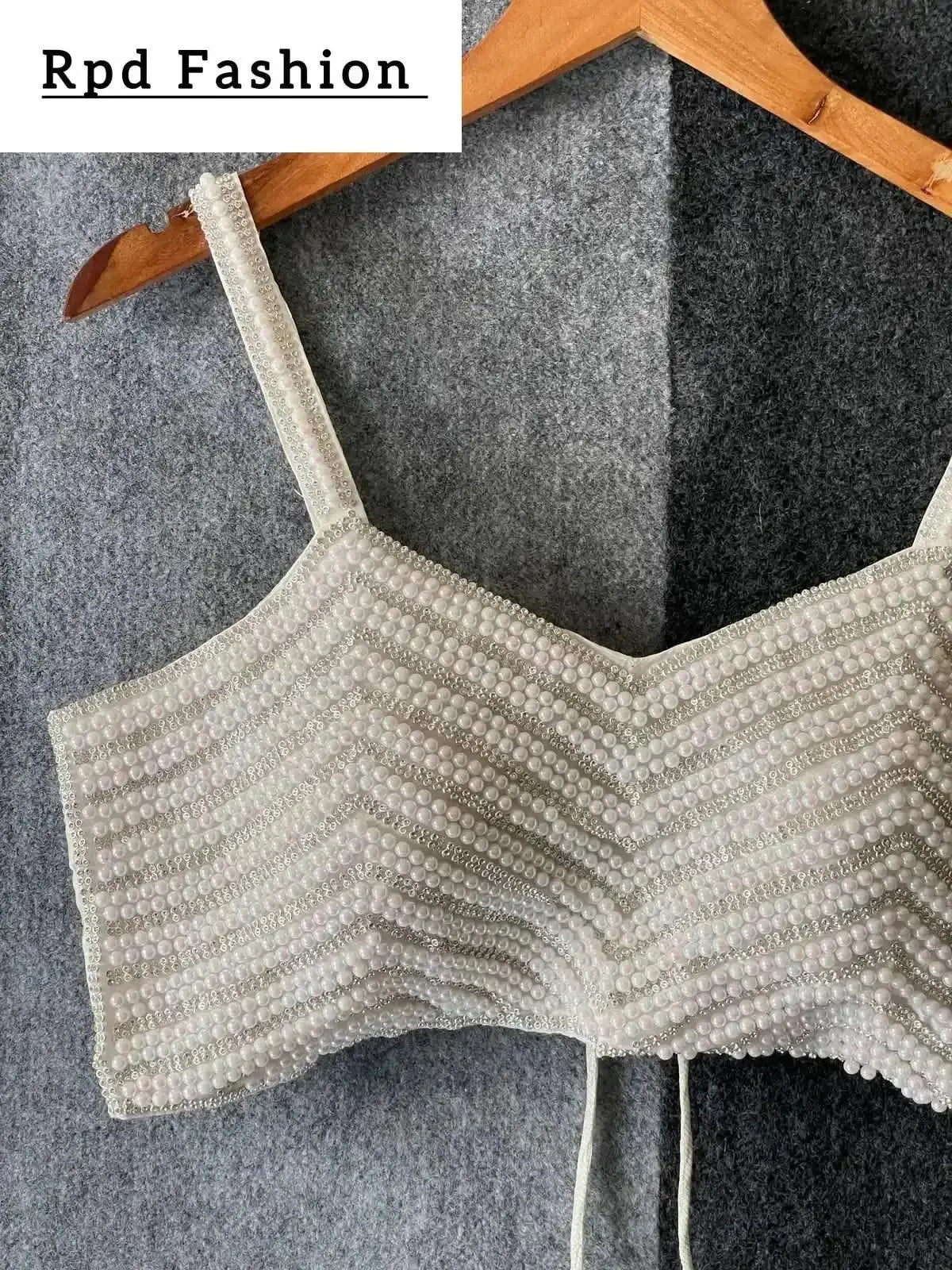 beautiful pearl moti spaghetti blouse - rpd fashion
