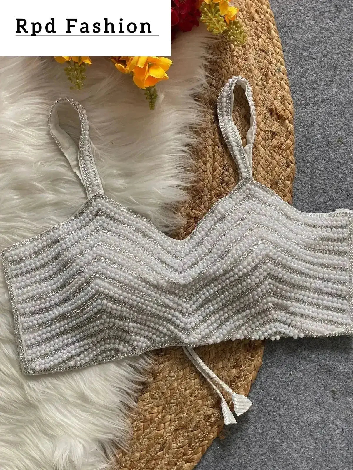 beautiful pearl moti spaghetti blouse - rpd fashion