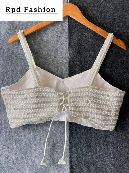 Beautiful Pearl Moti Spaghetti Blouse - RPD Fashion