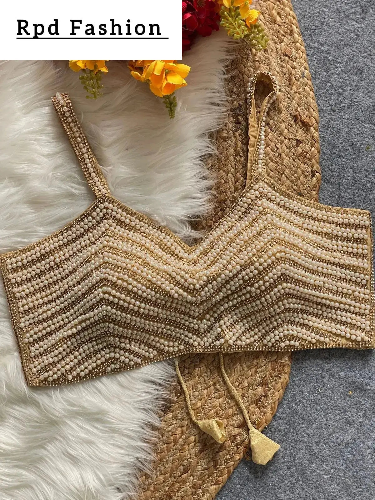 beautiful pearl moti spaghetti blouse - rpd fashion