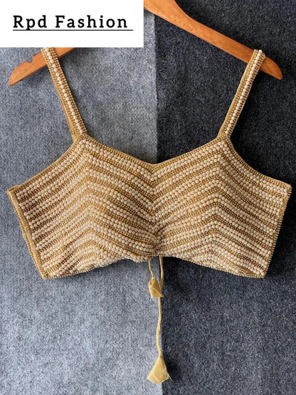 Beautiful Pearl Moti Spaghetti Blouse - RPD Fashion