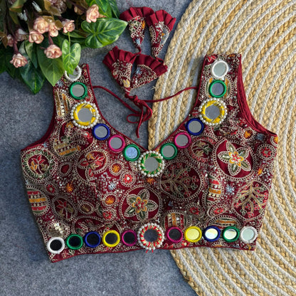 Beautiful Traditional Blouse with Heavy Stitching and Padded Back Open Style - RPD Fashion