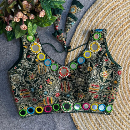 Beautiful Traditional Blouse with Heavy Stitching and Padded Back Open Style - RPD Fashion