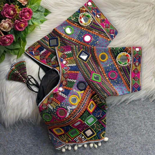 Beautiful Traditional Blouse with Heavy Stitching and Padded Back Open Style - RPD Fashion