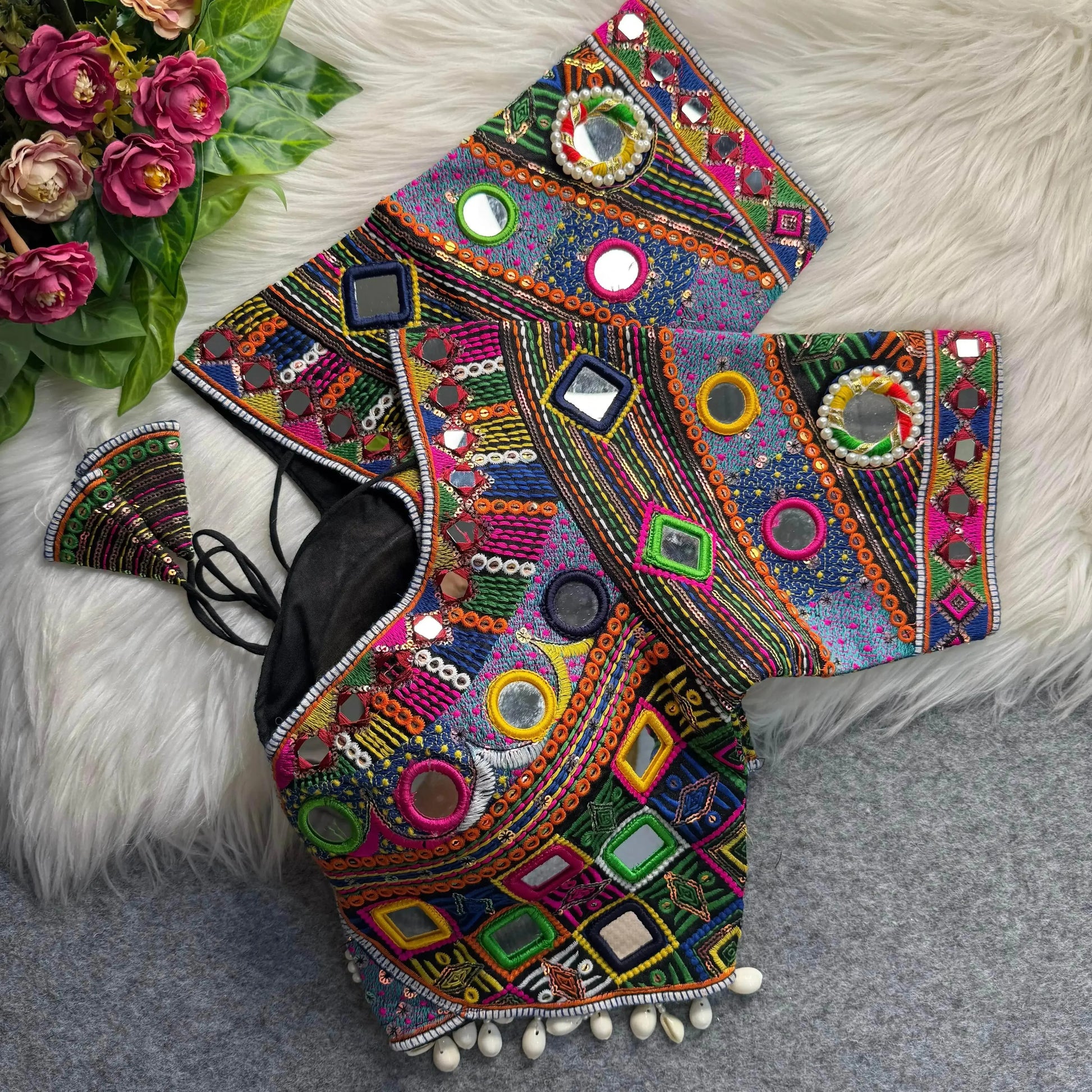 Beautiful Traditional Blouse with Heavy Stitching and Padded Back Open Style - RPD Fashion