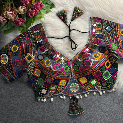 Beautiful Traditional Blouse with Heavy Stitching and Padded Back Open Style - RPD Fashion