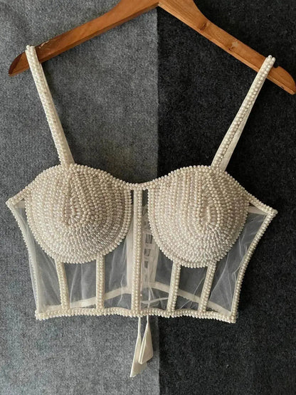 Beautiful Traditional Blouse with Heavy Stitching and Pearl Accents - Padded, Back Open Style - RPD Fashion