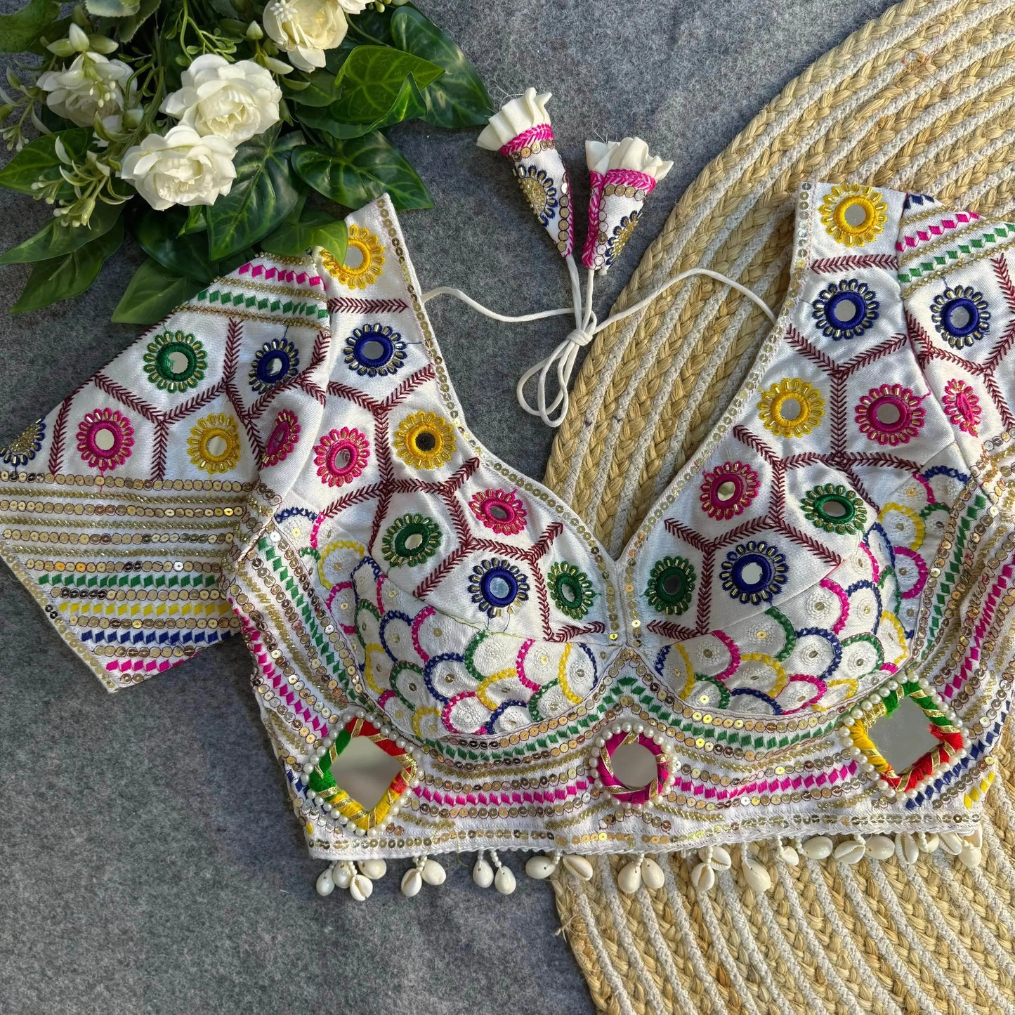 black color navratri special real mirror work apple cut blouse - rpd fashion