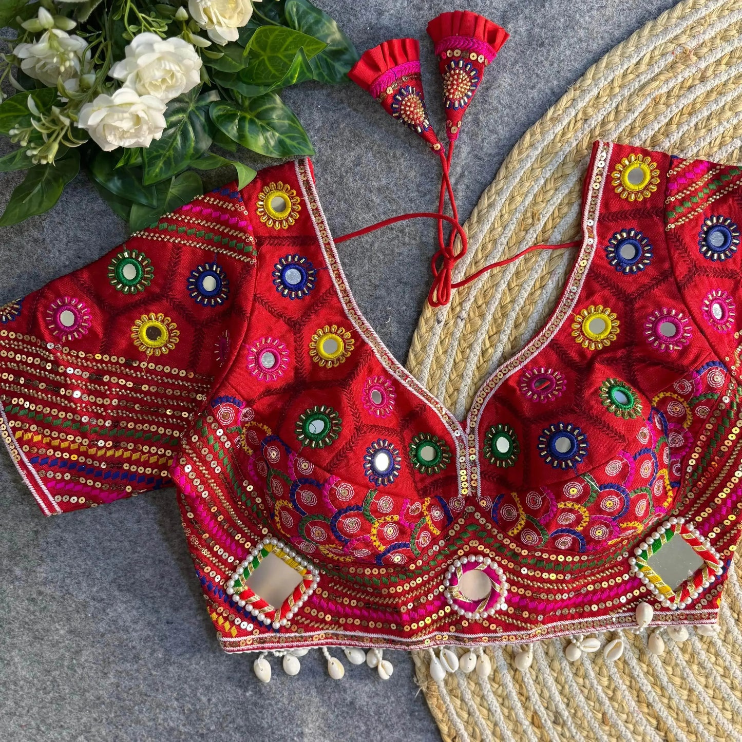 black color navratri special real mirror work apple cut blouse - rpd fashion