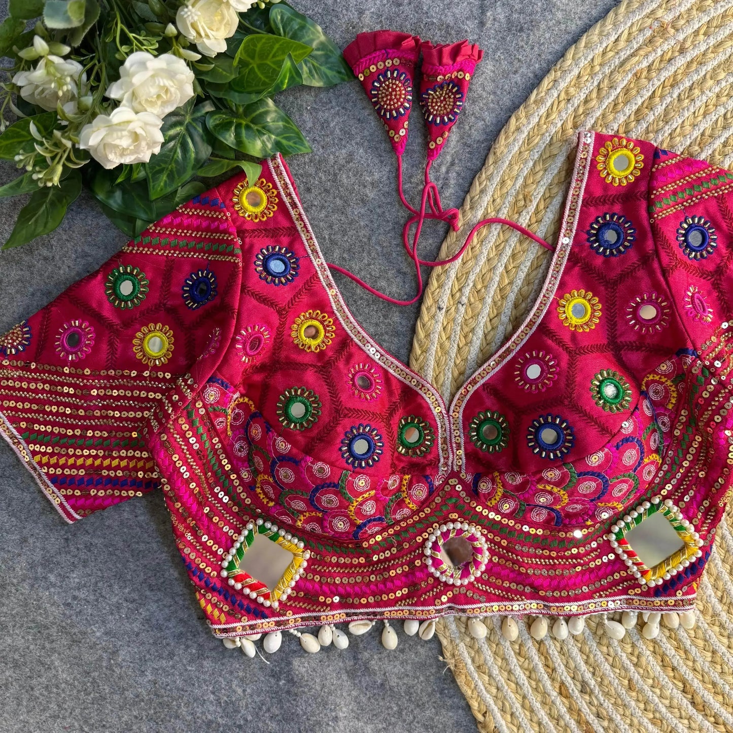 black color navratri special real mirror work apple cut blouse - rpd fashion