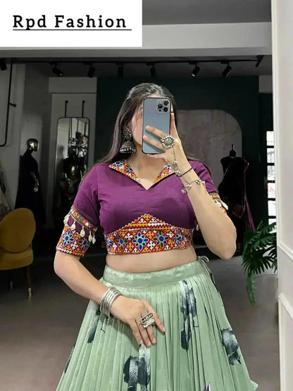 Black Color Women's Tussar Silk With Print And Foil Print Lehenga choli Set - RPD Fashion