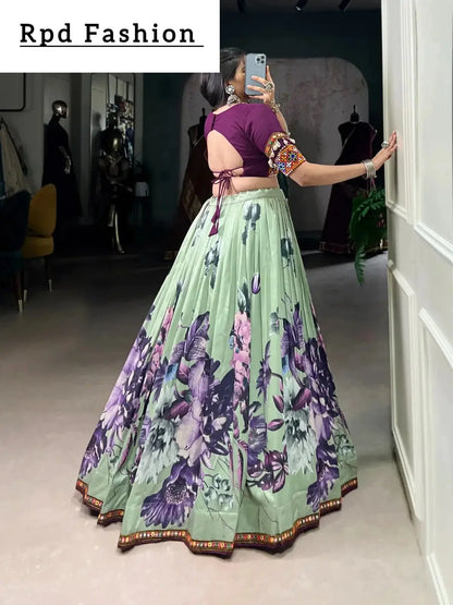 Black Color Women's Tussar Silk With Print And Foil Print Lehenga choli Set - RPD Fashion