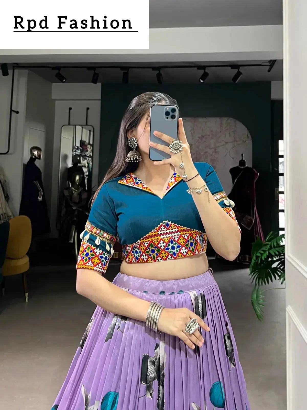 black color women's tussar silk with print and foil print lehenga choli set - rpd fashion