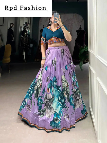 Black Color Women's Tussar Silk With Print And Foil Print Lehenga choli Set - RPD Fashion