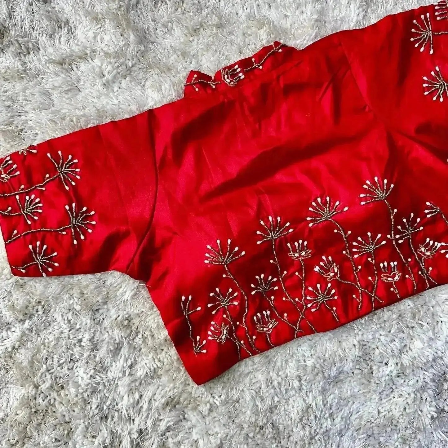 bridal red embroidered wedding blouse back design - rpd fashion