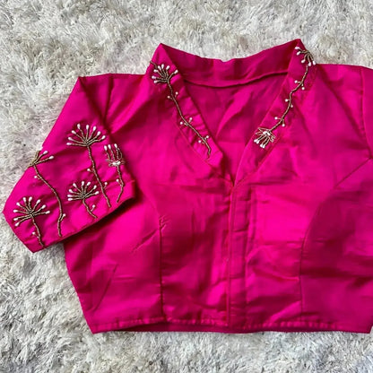 Bridal Red Embroidered Wedding Blouse Back Design - RPD Fashion