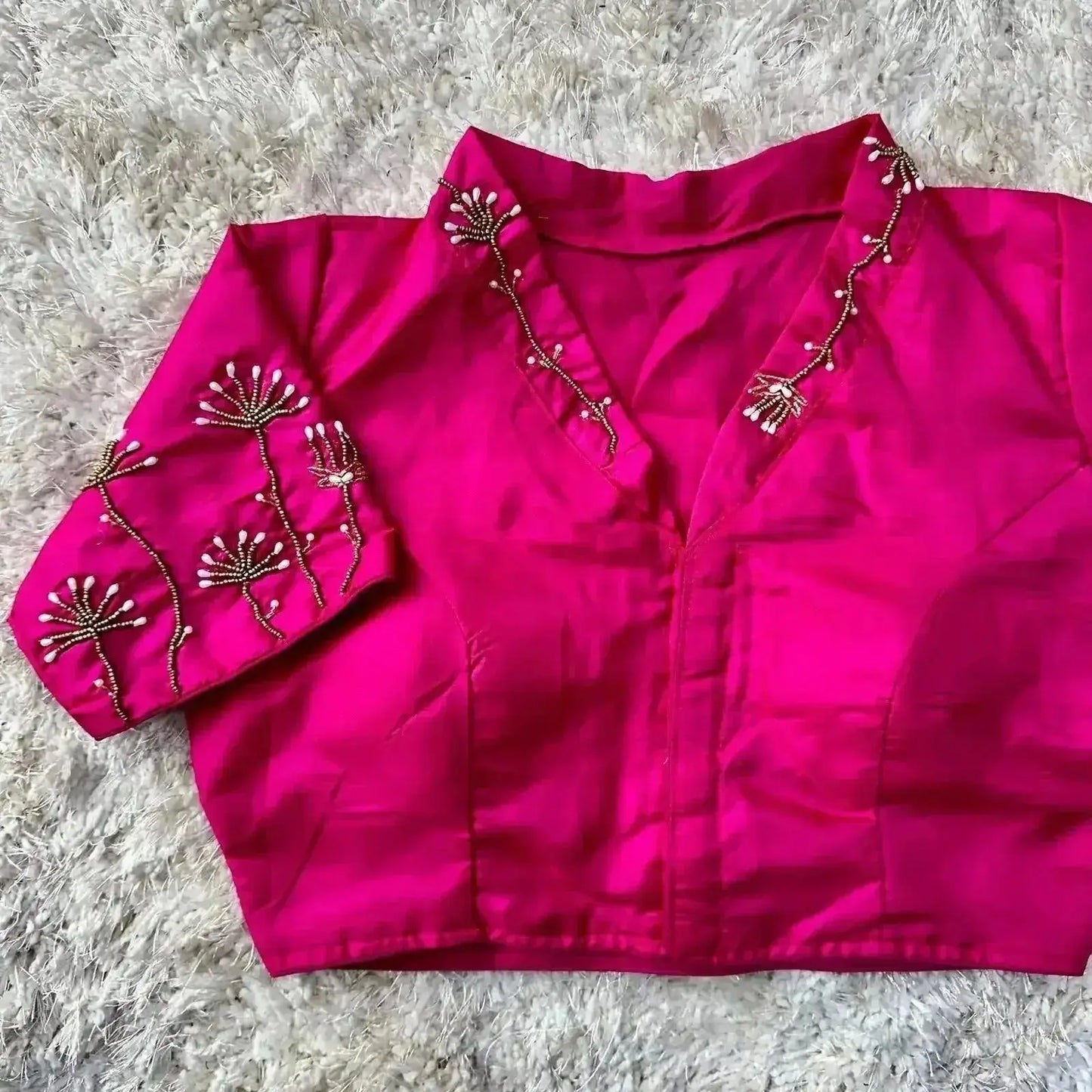 bridal red embroidered wedding blouse back design - rpd fashion