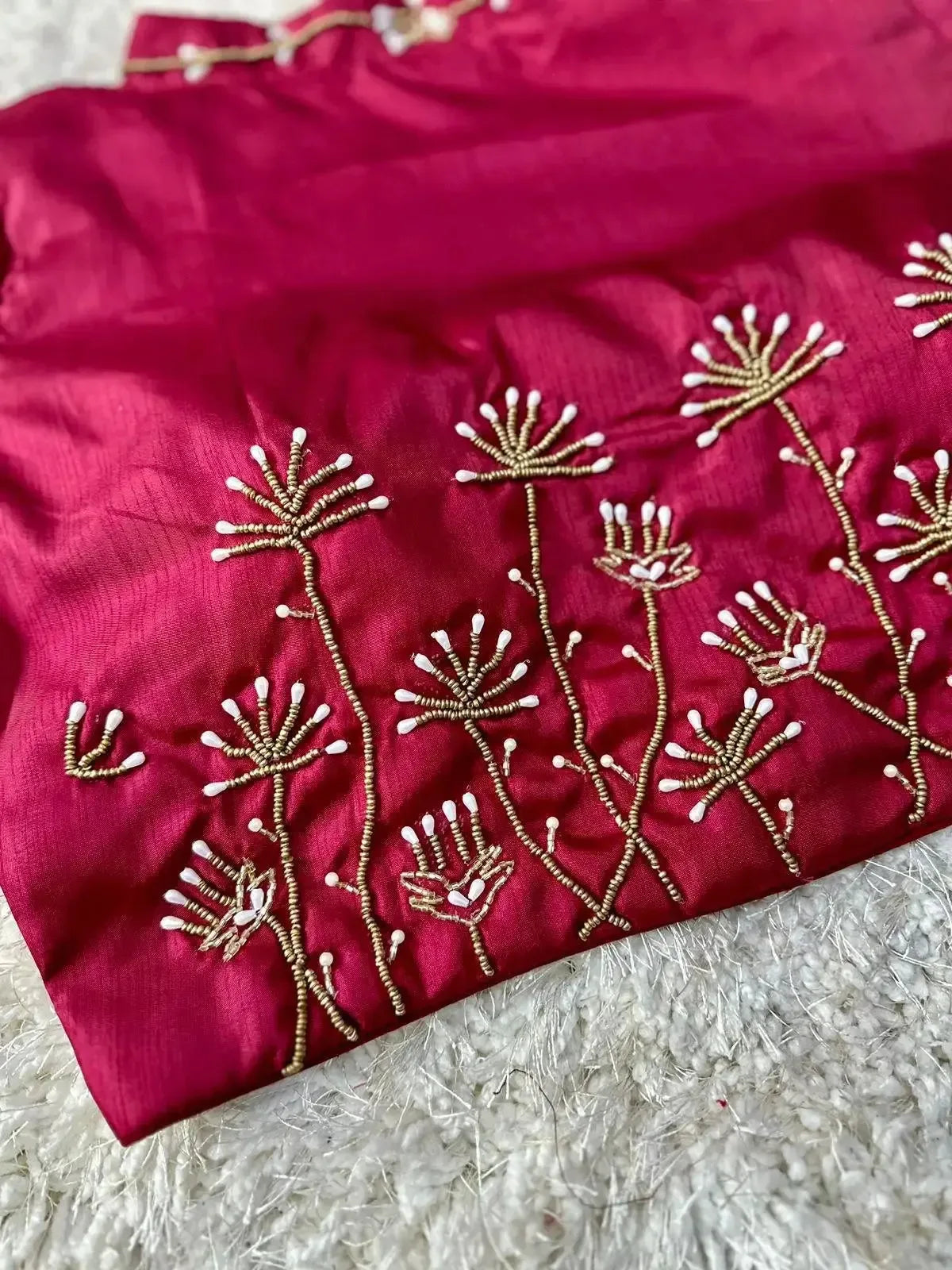 bridal red embroidered wedding blouse back design - rpd fashion