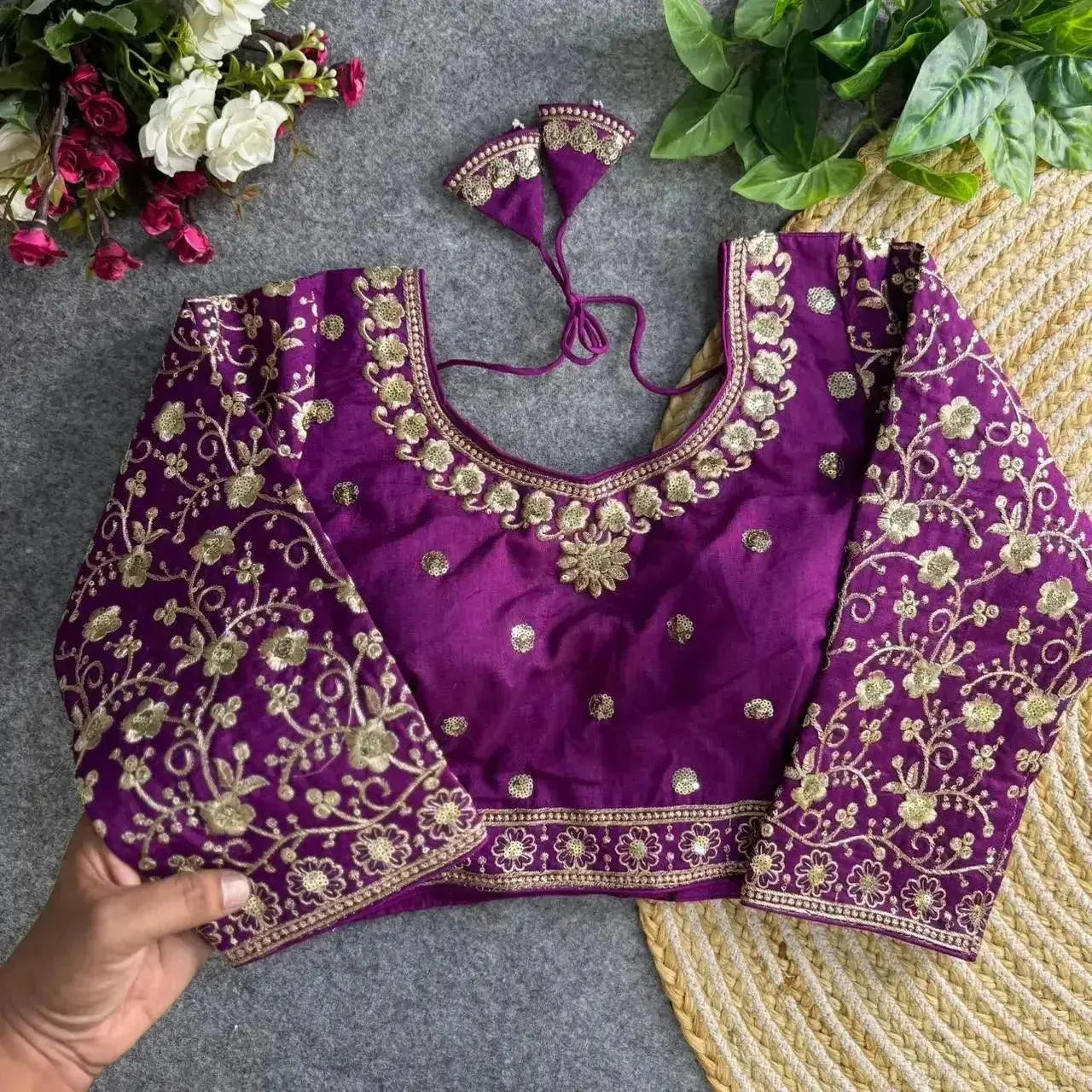 bridal wear heavy embroidery blouse – rich golden thread work - rpd fashion