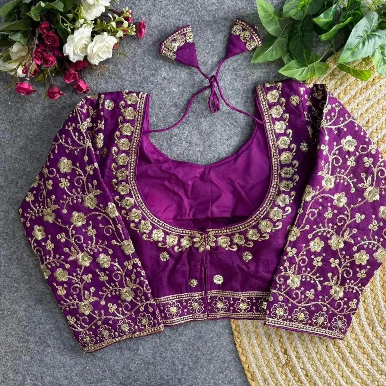 bridal wear heavy embroidery blouse – rich golden thread work - rpd fashion
