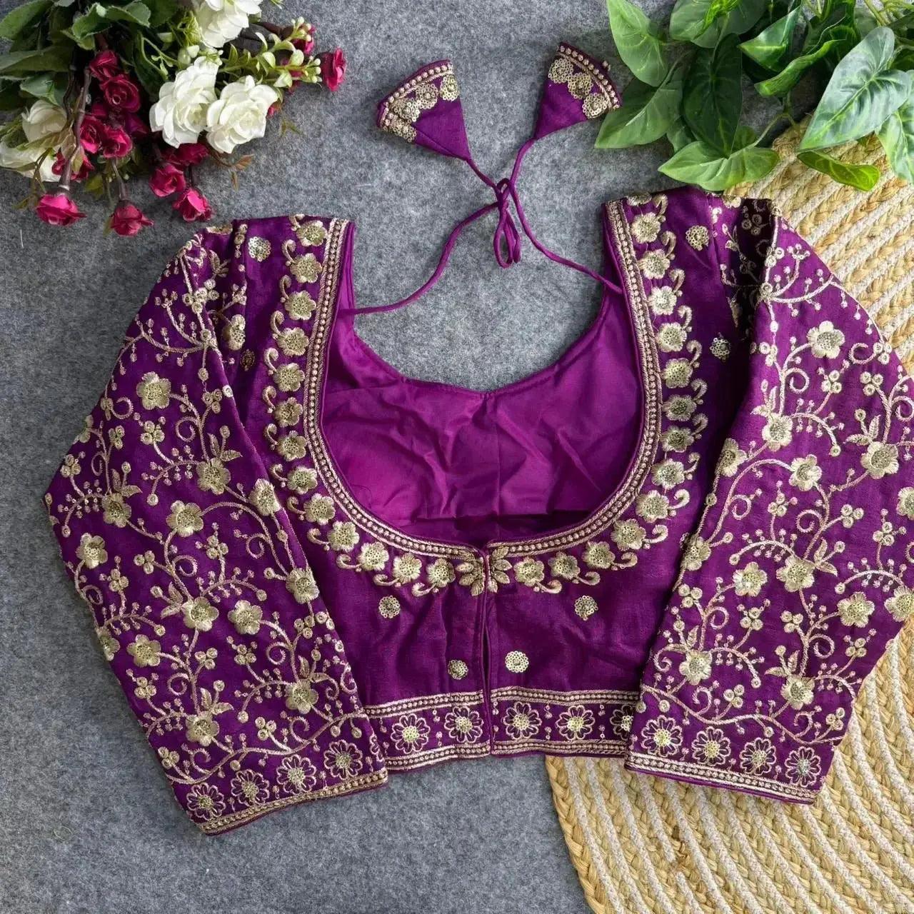 bridal wear heavy embroidery blouse – rich golden thread work - rpd fashion