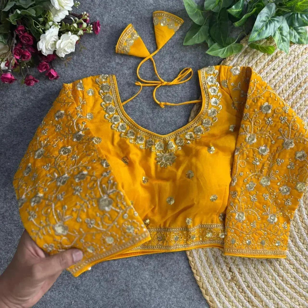bridal wear heavy embroidery blouse – rich golden thread work - rpd fashion