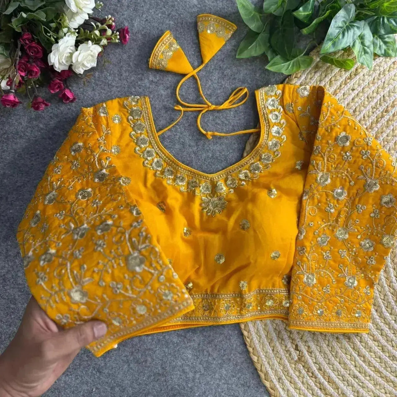 bridal wear heavy embroidery blouse – rich golden thread work - rpd fashion