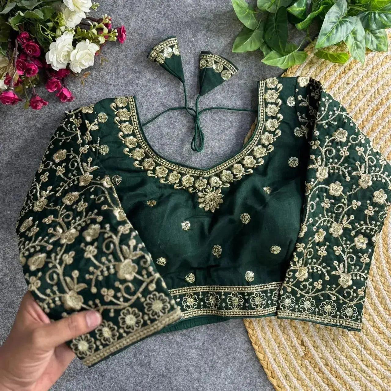 bridal wear heavy embroidery blouse – rich golden thread work - rpd fashion