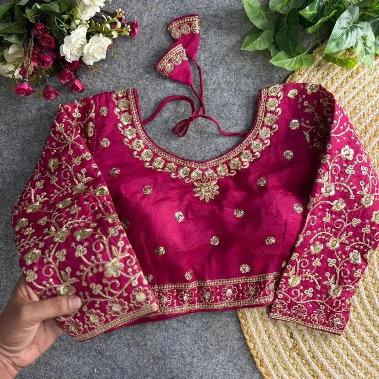 bridal wear heavy embroidery blouse – rich golden thread work - rpd fashion