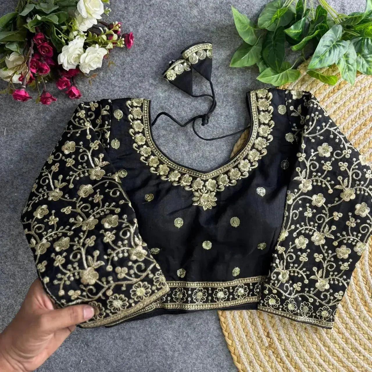 bridal wear heavy embroidery blouse – rich golden thread work - rpd fashion