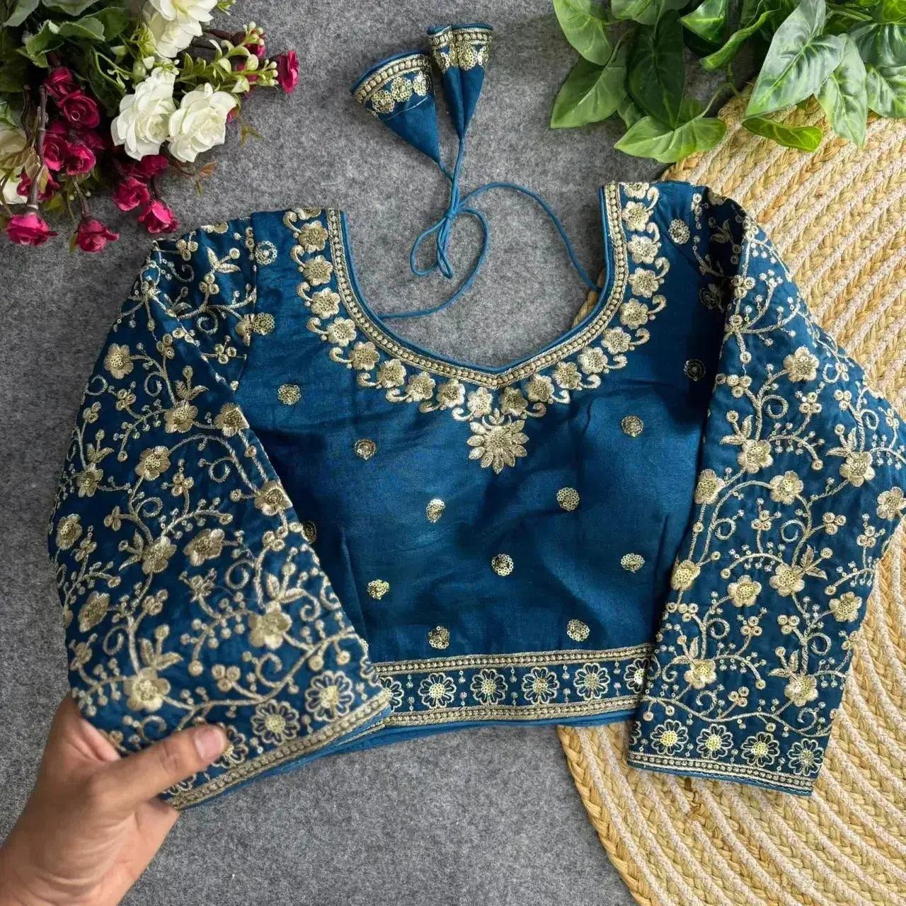 bridal wear heavy embroidery blouse – rich golden thread work - rpd fashion