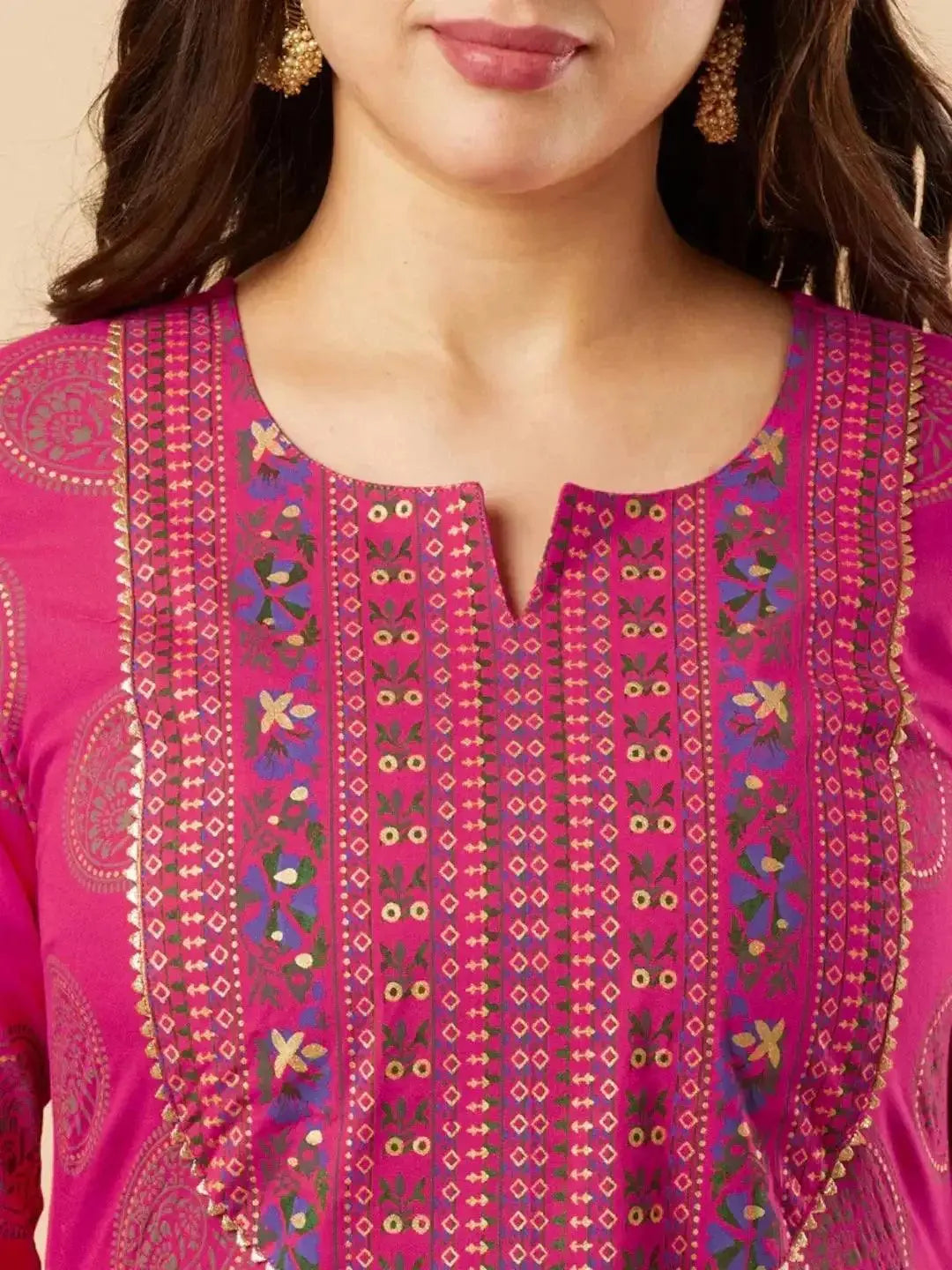 Cotton Kurta Set for Women | Pink Printed Kurti Pant with Dupatta Set - RPD Fashion
