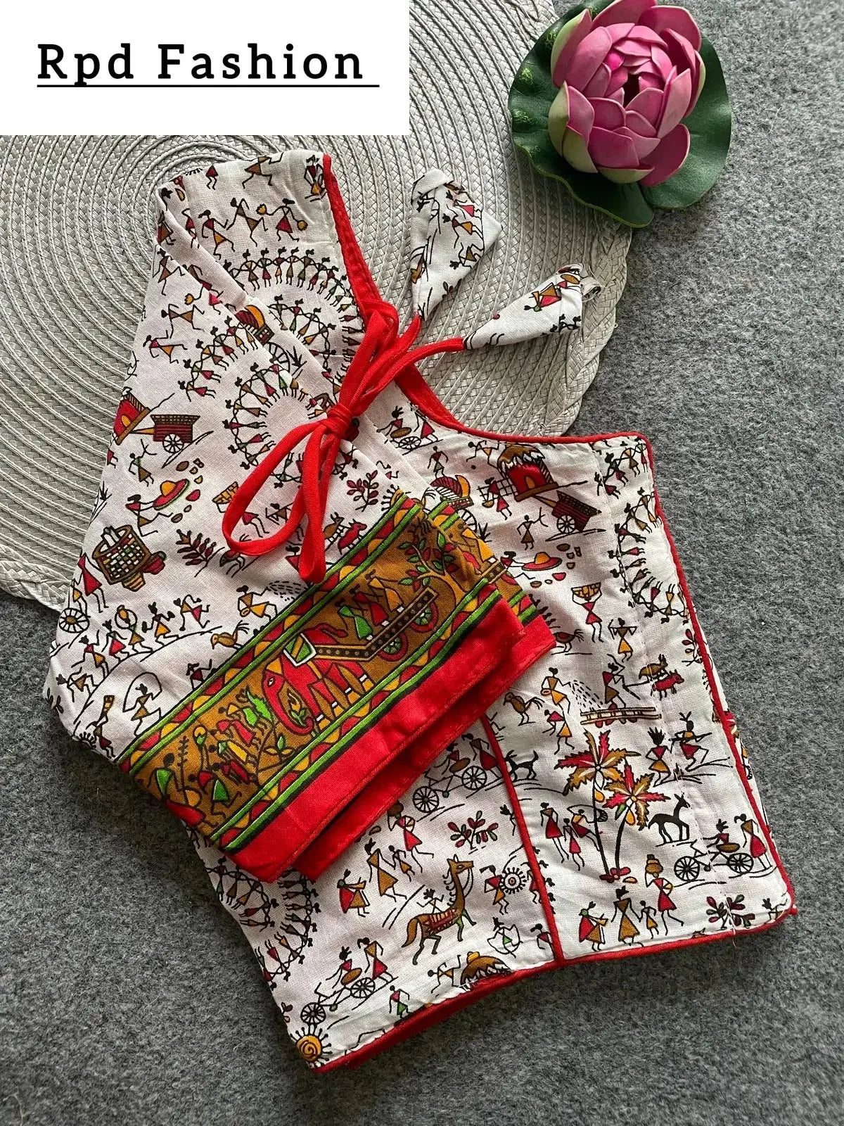 cotton natural dye handblock print boat neck blouse - rpd fashion