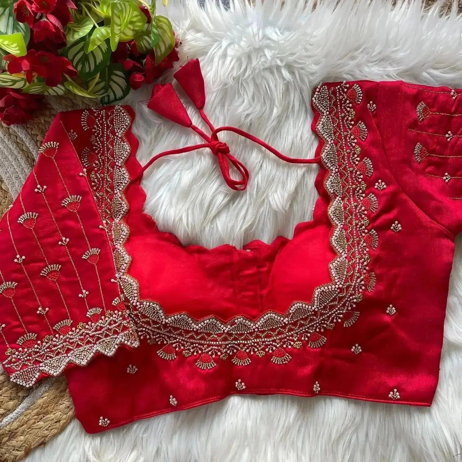 Designer Bridal Blouse Designs with Zari & Stone Work for Indian Weddings - RPD Fashion