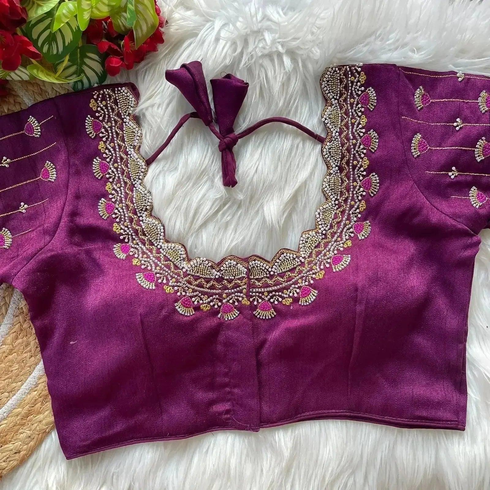 Designer Bridal Blouse Designs with Zari & Stone Work for Indian Weddings - RPD Fashion