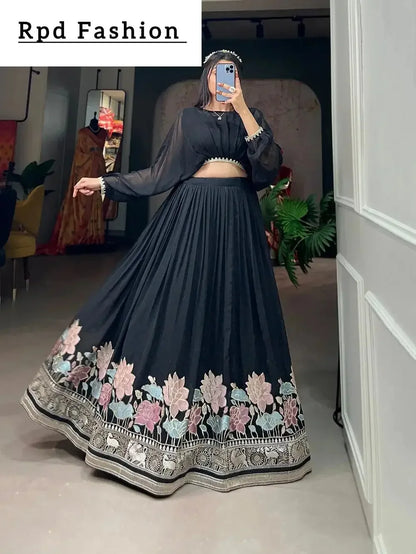 Designer Georgette Stitched Lehenga Set with Sequin Embroidery and Stylish Top – Ideal for Party, Festive, and Wedding Wear - RPD Fashion